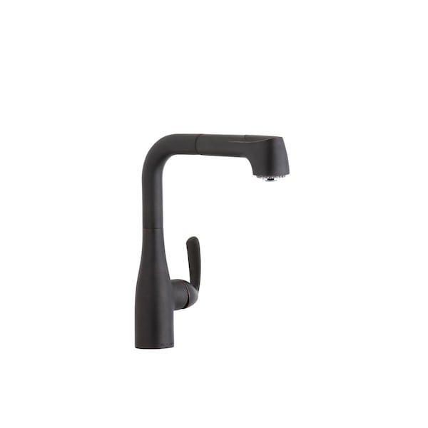Gourmet Single Hole Bar Faucet With Pull-Out Spray And Lever Handle Oil Rubbed Bronze